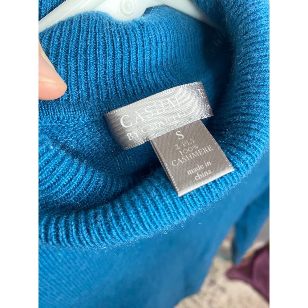 Charter Club Womens Blue 100% Cashmere Turtleneck Sweater Size S 2 Ply Knit - Picture 4 of 8